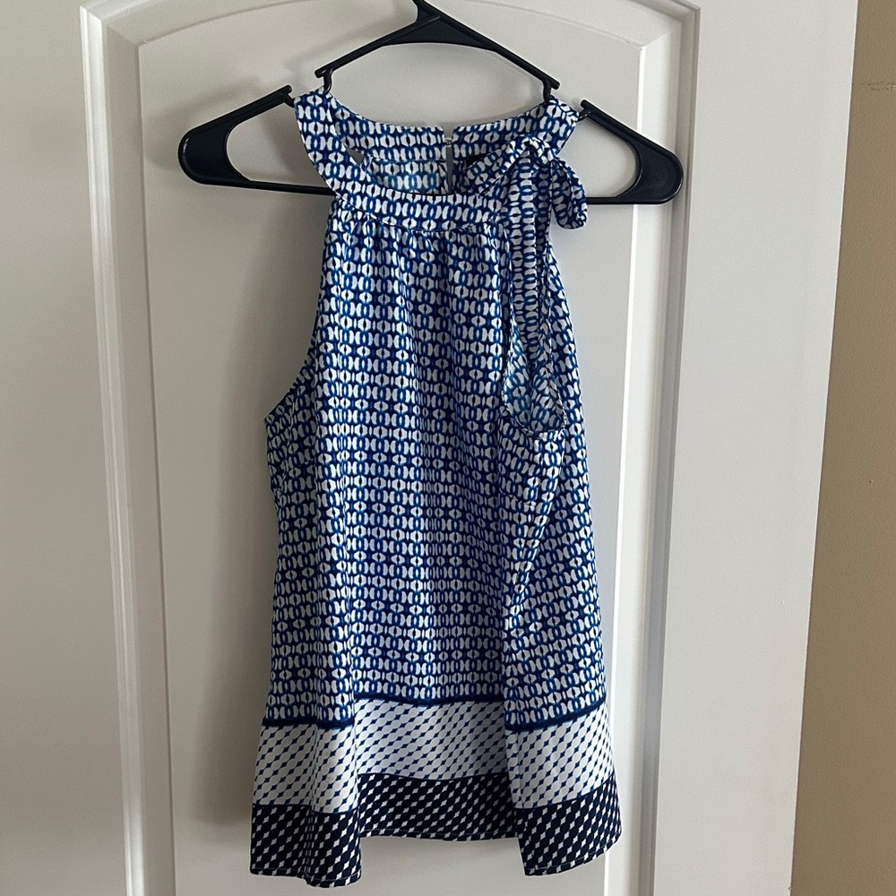 The Limited Blue and White Halter Blouse